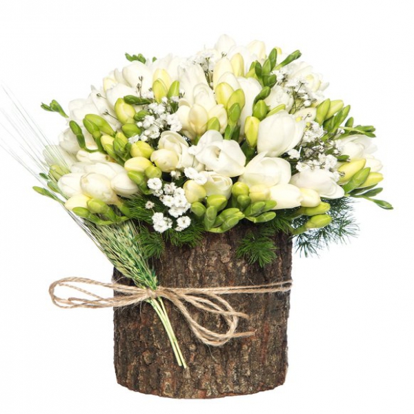 Döşemealtı Çiçekçi Beyaz frezya kütükde arajman