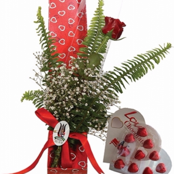  Döşemealtı Çiçek Siparişi Tek Gül ve Love Çikolata