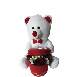 Döşemealtı Çiçekçi  Seni Seviyorum Kırmızı Gül Kutuda Sevimli Ayıcık